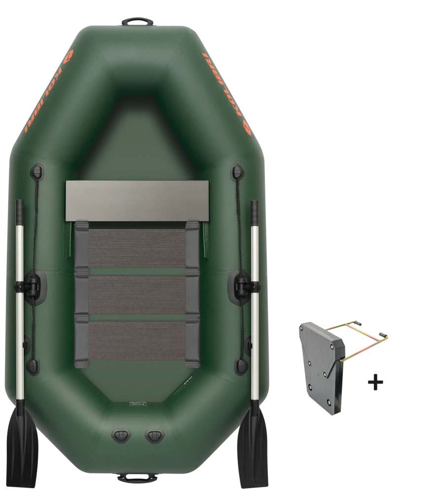 Čln Kolibri K-220 T zelený, lamelová podlaha + držiak motora